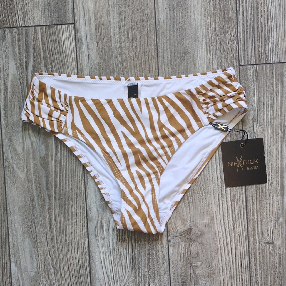 Nip Tuck Swim Zebra Stripe Bikini Bottom NWT S